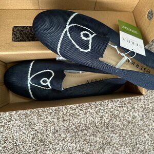 Serra Ladies Recycled Textile Flats Size 8 Black with White Heart New in Box